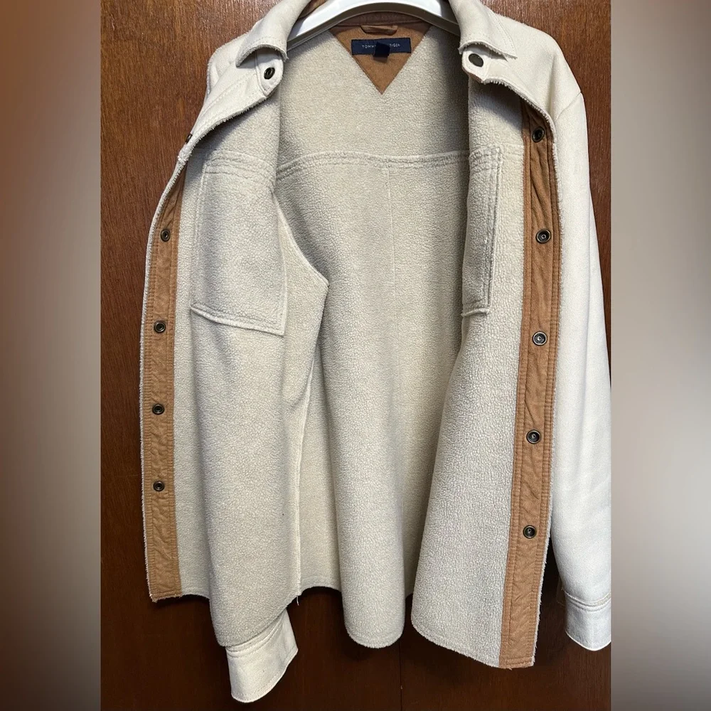 Tommy Hilfiger Shirt Jacket Mens Small Coat Faux Suede Fleece Lined - Picture 3 of 7